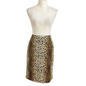 MISS SIXTY LUXURY VINTAGE FAUX FUR LEOPARD HIGH RISE PENCIL SKIRT - M
